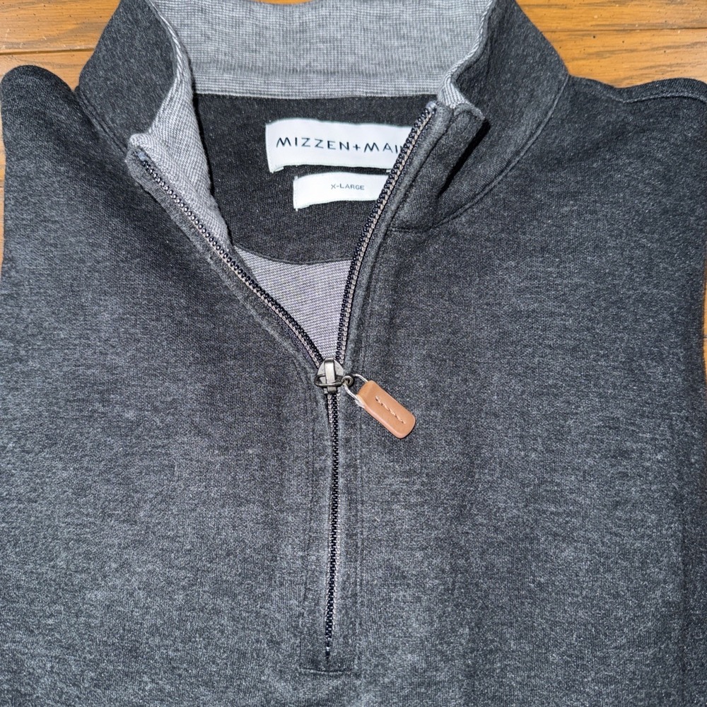Mizzen + Main 1/4 Zip Lightweight Pullover Men's XL Grey Soft Cotton Blend - Picture 2 of 8
